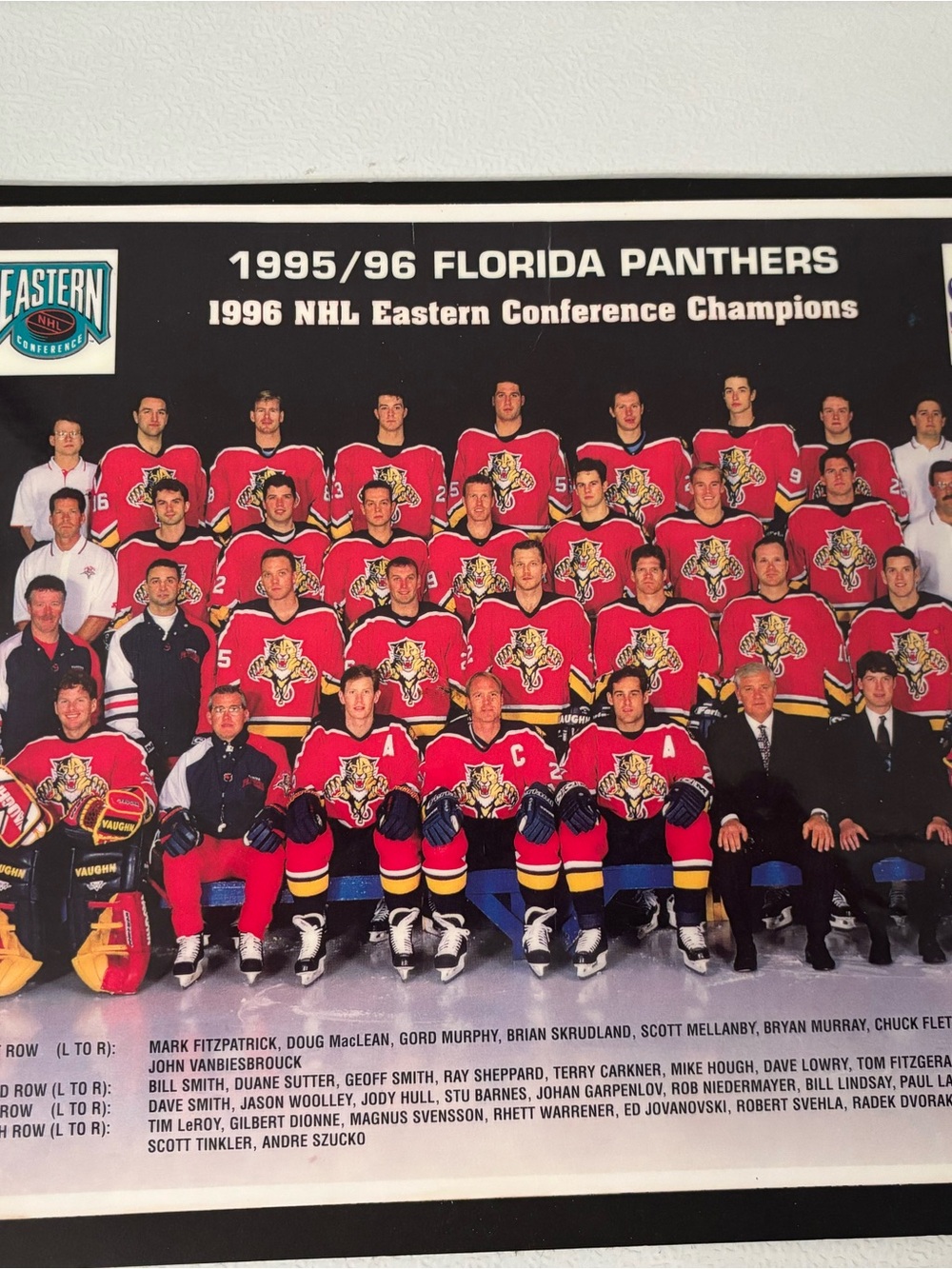 1995/96 Florida Panthers Team Photo - Red Hockey Jersey Poster placemats